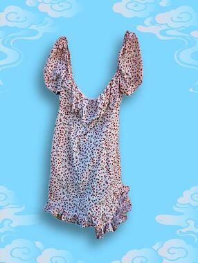 Jessica Simpson White Mini Dress with Pink Floral Print and Ruffles